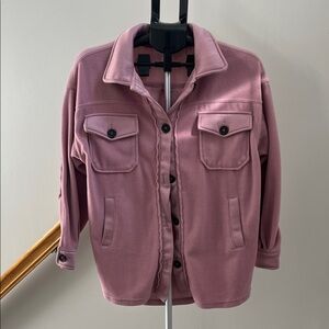 Zenana Outfitters Dusty Pink Utility Style Fleece Shacket - Size Small